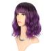 FAELBATY Short Purple Bob Wig with Bangs | Ombre Dark Purple Synthetic Cosplay Wig for Women - Buy Online on GoSupps.com