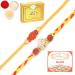 Ghasitaram Gifts Rakhi for Brother Rakhis Online - Set of 2 RM605 and R50016 Premium Rakhis with 200 GMS of Kaju katli and 200 GMS of Soan Papdi