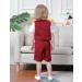 Boys Gentleman Suit Set | Shirt, Bowtie, Waistcoat & Shorts | Red | 3-4 Years - Buy Online on GoSupps.com