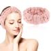 Sibba Spa Headbands Women Microfiber Headband Coral Fleece Elastic Makeup Headbands for Washing Face Shower Sports Beauty Skincare Pink
