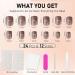 Brown Square Glossy Acrylic False Nails - 24pcs Natural Design Kit for Women - Buy Online on GoSupps.com