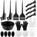 Hair dyel brush set 18 pcs hair color accessories hair color coloring tool with brush comb colored base hair tanning bowl ear cover hair needles gloves for salon diy hair dye kit