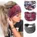 EYSL Headband for women's Hair 3 Pack Boho Knotted Wide Fashion Stretch Head Wraps Twist Flower Printed Hair Band Turban Bandana Hair Accessories for Motorcycle Yoga Workout Multi-coloredC-2 beautiful-1