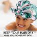 Reusable Waterproof Luxury Shower Cap for Women | Upgraded Satin Material | Waterproof EVA Coating | Adjustable Elastic Band | Large Size for Long, Short, Curly Hair - Pink Leaves - Buy Online on GoSupps.com