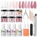 Modelones 22 Pcs Dip Powder Nail Kit  6 Colors Nude Light Pink Glitter Dip Nails Powder Starter Kit  All-in-one Kit Include Base Top Coat/Activator/Brush Saver/Cuticle Trimmer Pusher Tools for Home DIY Manicure Salon A-R...