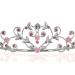 Rose Flower Rhinestone Crystal Wedding Tiara Crown - Pink Roses | Silver Plated - Buy Online on GoSupps.com