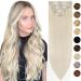 Silk-co Real Hair Extensions Hair Extensions Clip in Human Hair (8inches-45g #60 Platinum Blonde) 8pieces Straight -Basic Thickness-Thin Weft- Remy Hair Extensions 8 Inch #60 Platinum Blonde
