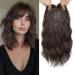 Nexyshe Hair Topper 14 Inch Wavy Hair Toppers with Bangs 6.5''X6.5'' Gluless Wig for Women Synthetic Hair Pieces for Thinning Hair Rich Brown
