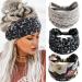 Gangel Boho Wide Headbands Floral Printed Hairbands Elastic Stretch Twisted Head Wrap Knotted Hair Scarfs Vintage Hair Accessories for Women and Girls(Pack of 3) (A)