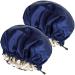 2PCS Satin Sleep Cap Adjustable Double-Sided Sleep Bonnet Bonnet Cap for Sleep (2 BLUE) M-XL 2 BLUE