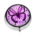 Purple Butterflyround Pill Box 3 Compartments Round Pill Box Organizer for Purse Or Pocket &*Portable Travel Pill Box