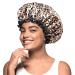 Mikimini medium-sized shower hood for girls and women stylish shower hood with leopard pattern and black lace reusable waterproof bathing shower for girls (1 piece) Leopard