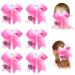 Breast Cancer Awareness Cheer Bow Hair Tie Ponytail Holder for Baby Girls Set