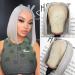 Lovigs Gray Lace Front Wigs Human Hair Natural Hairline Short Bob Wig Straight Hair Gray Wigs for Women Brazilian Virgin Bob Wig Human Hair(8 Inch) 8 Inch Gray