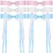 6Pcs Hair Bows for Women Satin Ribbon Hair Bows with Metal Clips Tassel Bowknot Hair Clips with Long Tail Hair Barrettes with Bow Accessories(Blue White Pink)