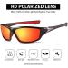 Men's Sports Polarized Sunglasses | 100% UV Protection | A1 Black/Red Frame with Red Mirrored Lens - Buy Online on GoSupps.com