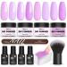 Dip Powder Nail Kit Starter 4 Colors Edgy Purple Dipping Powder Liquid Set With Base Activator Top Coat Brush Saver for Nail Dip Art Diy Kit at Home Purple Series