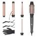 5 in 1 Curling Iron Set-Instant Heat Hair Curling Wand Set with Curling Brush 4 Interchangeable Ceramic Wands (0.35-1.25 ) and Heat Protective Glove & 2 Clips for Girls and Women Y7VN9