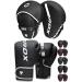 RDX Boxing Pads and Gloves Set, Maya Hide Leather Kara Hook and Jab Curved Focus Mitts with Punching Gloves for MMA, Muay Thai, Kickboxing Coaching, Martial Arts, Punching Hand Target Strike Shield White 14OZ