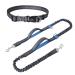Snocyo jogging leash dogs jogging dog leash for medium -sized and large dogs elastic and reflective dog leash retractable running line with double handle & waist belt for a dog gray & royal blue