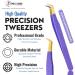 Professional Fiber Tip Lash Tweezers | 12cm Stainless Steel | Purple | for Eyelash Extensions and Volume Boot Lashing | Must-Have Lash Tech Supplies - Buy Online on GoSupps.com