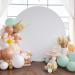 Haefoo 7.2FT White Round Backdrop Cover for 5 to 7.2ft Circle Arch Stand - Adjustable Wrinkle Free Circle Backdrop Cover for Birthday Wedding Baby Shower Photography Party Background Decor