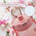AXLOFO Glitz Big Belly Bottle 1300ml - Cute Kawaii Water Jug with Time Marker, Straw, and Strap - Perfect for School, Outdoor Camping, Student Children - Pink - Buy Online on GoSupps.com