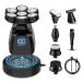 Head Shavers for Bald Men 6-in-1 Electric Razor LED Display Dry/Wet Waterproof Detachable Head Shaver Rechargeable 7D Rotary Shaver Grooming Kit for Men with 2 Charge Modes Black