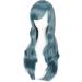 ColorfulPanda Long Wavy Blue Grey Synthetic Wig with Bangs for Women - Anime Cosplay Costume Party Hairpiece - Buy Online on GoSupps.com
