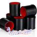 Skylety 6 Pieces PU Leather Dice Cups PU Leather Dice Cup Set, Red Leatherette Felt Lining Quiet Shaker with 30 Dices for Craps Farkle Game