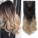 Clip in extensions hair extension such as real hair synthetic hair part 8 tresses 18 clips for complete full head hair extensions 60cm wavy natural black to sand blonde & bleach blonde