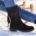 Rytejfes Women's Black Lace-Up High Ankle Winter Boots - Comfortable Short Heels Stylish & Warm - EU Size 39 - Buy Online on GoSupps.com