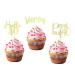 LOINFE Cupcake Toppers Pack of 24 Birthday Cake Toppers Cake Toppers Birthday 40th Gold Cake Toppers for Wedding Birthday Party Cake Decorations