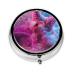 Starfish and Shrimp Portable Metal Pill Box Round Mini 3-Compartment Plastic Insert hinged Fastening Design Suitable for Small Pills Must-Have for Travel