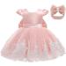 Baby Girls Lace Backless Tulle Princess Dress with Bowknot Headwear - Baby Pink (0-6 Months) - Buy Online on GoSupps.com