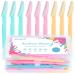 EAONE 30Pcs Eyebrow Razor Dermaplaning Tool Eyebrow Trimmer Shaper with Precision Cover, Dermaplane Razor Facial Hair Removal for Women and Men Face, 3 Colors with Box Packaged Blue, Pink and Yellow