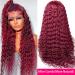 MAXTASK Burgundy Lace Front Human Hair Wig | Pre Plucked 99J Deep Wave HD Lace | Red Colored Wet & Wavy Curly Wig for Black Women - Buy Online on GoSupps.com