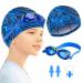 Bath cap Set for children comfort fabric swimming cap bath hood for girls boys bathhauba children aged 5-12 years swimming cap goggles set with swimming goggles children nose clip earplugs