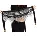 Belly Dance Hip Scarf for Women S/M/L/XL Black Silver S/M.