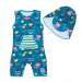 BONVERANO Baby Boys Swimsuit Toddler Bathing Suit Short-Sleeve Zipper One Piece Swimwear with UPF 50+ Sun Protection 9-12 Months Sleeveless