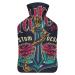Rose Sailing Hot Water Bottle With Cover Plush Bed Bottle Hand Warmer For Adults And Children 26.5X15.3cm