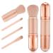 Sibba Travel Makeup Brushes Set 4 In 1 Mini Cute Makeup Brush Retractable Professional Foundation Brush Portable Cosmetics Accessories Make Up Holder Tool Fit Powder Eye Shadow Facial Contour