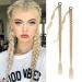 Fulang hair 2pcs braid ponytail extension braid with hair tie hair part for brilliant long ponytail art hair for women braided hair part (faded gold)