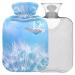 Naanle hot hot water bottle with cover Pustblume Butterfly Transparent hot water bottle 2l large hot hot water bottle for menstrual cramps pain relief handfoots heat and cold therapy
