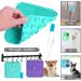 Licky Mats for Dogs Pack of 2 Licky Mats With Spatula - Dogs Accessories Bathing Training Pad With Strong Suction Cup - Slow Pet Feeder For Food Treats Peanut Butter (Light Blue/Purple) - Buy Online on GoSupps.com