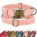 Didog dog collar made of soft leather durable hard-wearing with quick lock metal buckle adjustable pink for medium-sized and small dogs pink size m m : fit 13-21 "Neck pink
