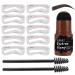 Stamp Eyebrow Stencil Kit Waterproof Brow Stamp Shaping Kit Eyebrow Definer with 10 Reusable Stencils and 2 Small Pencil Brushes(Medium Brown)