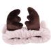 Lovely Reindeer Shape Makeup Headband Lint Hair Loop Elastic Cute Hair Band With Horns for Shower Make Up Christmas Cosplay (Khaki) - Buy Online on GoSupps.com