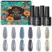 Gel Nail Polish Kit  Kastiny 9Pcs Elegant Grey Soak Off Gel Nail Collection with Base  Glossy & Matte Gel Top Coat Set DIY Manicure Kit for New Year Valentine Day Gift
