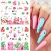 Summer Flamingo and Green Leaf Nail Art Stickers Decals - 12 Sheets - Buy Online on GoSupps.com